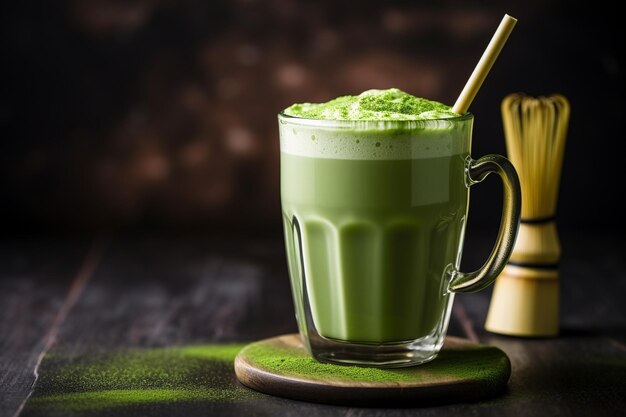 Matcha groene thee latte met matcha poeder