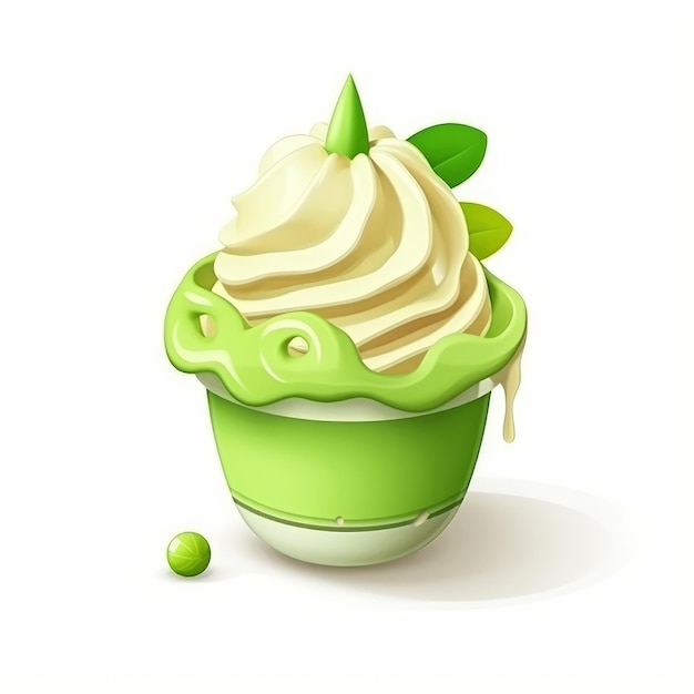 Matcha Ice Cream 3D icon generative AI