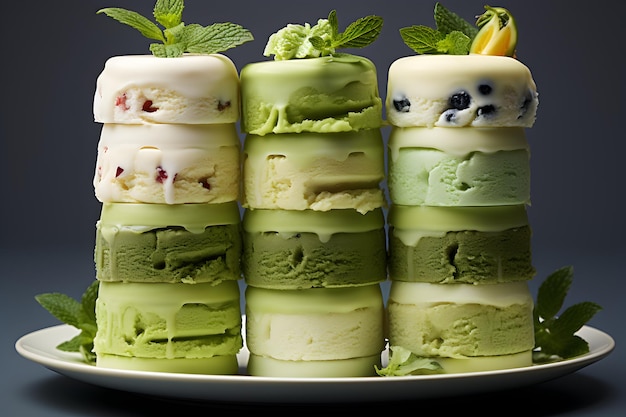 Matchaflavored ice cream towers inspired by green tea earthy taste