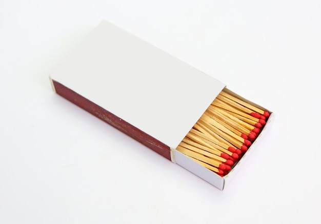 Photo matchbox opened on white background