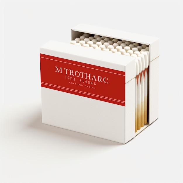Foto scatola di fiammiferi con sfondo bianco di alta qualità ultra
