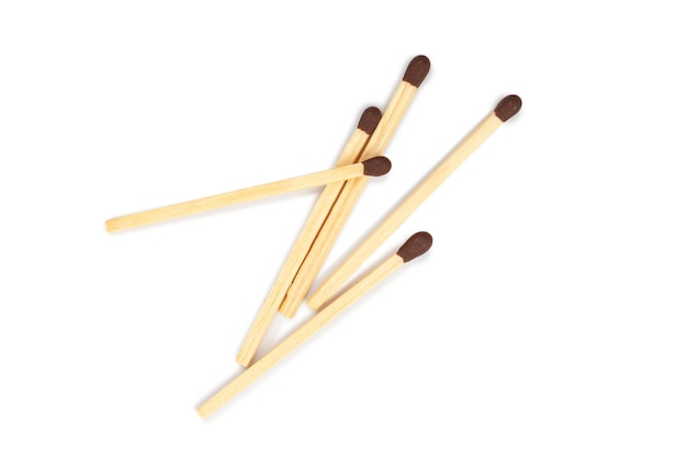 Matches are isolated on a white background. Wooden matches with sulfur for lighting a fire.