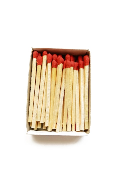 Matches in a box on white background