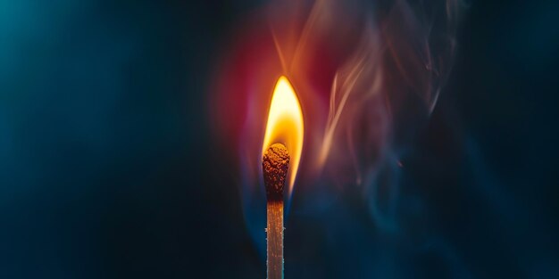 Photo a matchstick with a flame on it