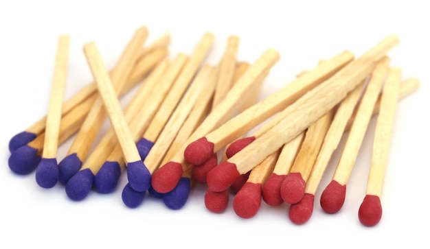 Matchsticks over white background