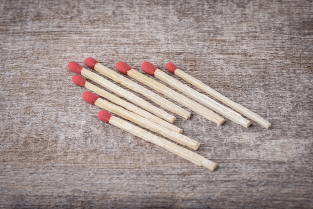 Matchsticks on wooden