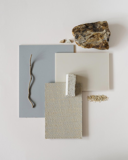 Material samples interior design Moodboard for architects styling and selection