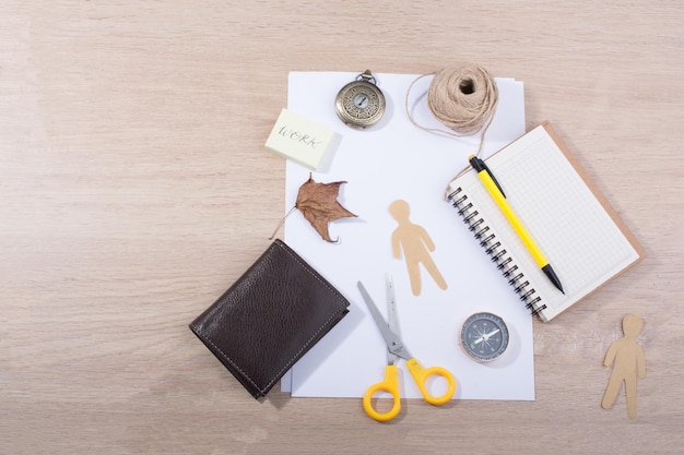 Materials and tools for hand work of art on a desk