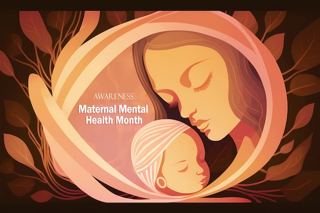 Maternal Mental Health Awareness Mom knuffelt haar dochter Art Style