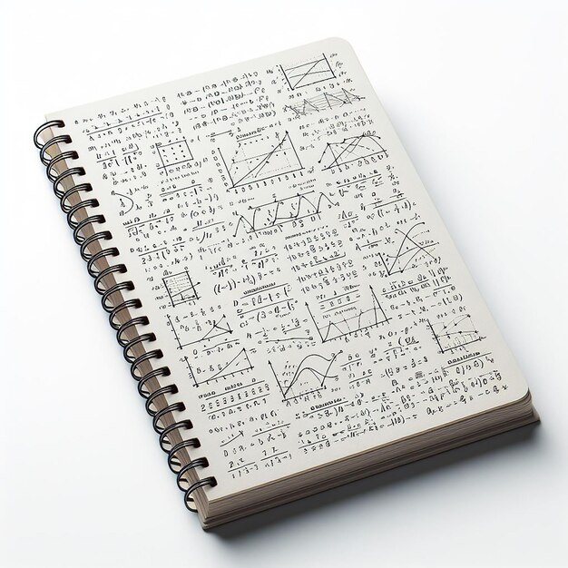 Foto libro di matematica su sfondo bianco con spazio vuoto