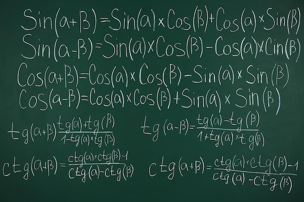 Math formulas on blackboard background