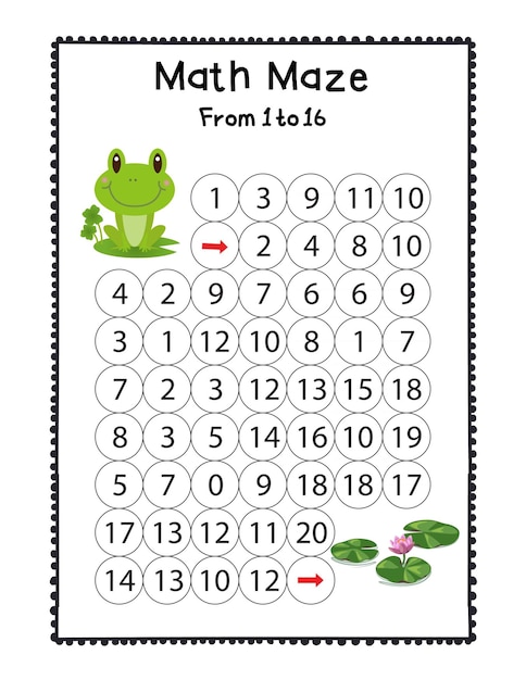 Math Maze Activity Page For Kids