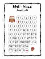 Photo math maze activity page for kids