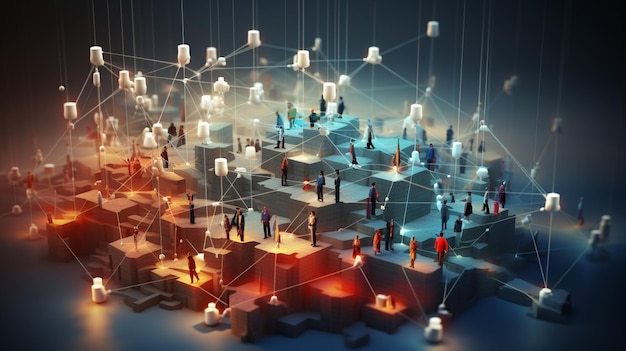 Math Network series Composition of lights strands and numbers suitable as a backdrop for the projects on science technology and networking Generative AI