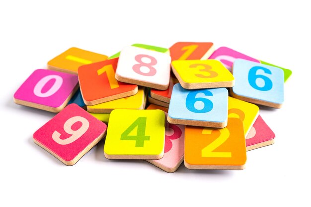 Math number colorful on white background education study mathematics learning teach concept