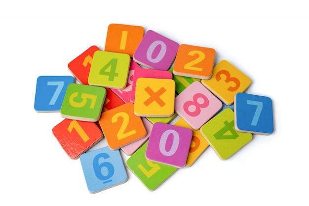 Math Number colorful on white background with clipping path.