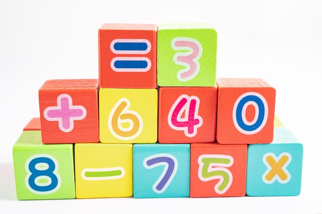 Math nummer kleurrijk op witte achtergrond onderwijs studie wiskunde leren leren concept
