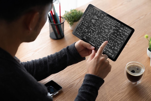 Mathematic equations and modish formula on computer screen