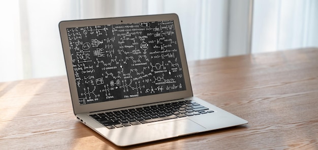 Mathematic equations and modish formula on computer screen