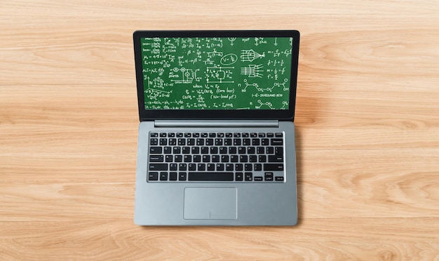 Photo mathematic equations and modish formula on computer screen