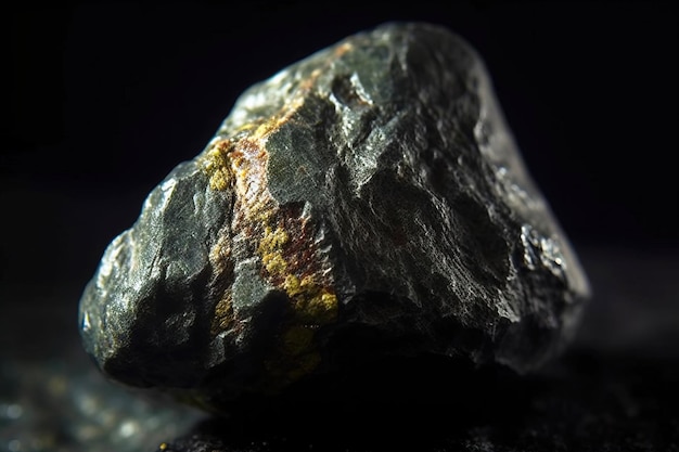 Mathesiusite fossiele minerale steen Geologische kristallijne fossiel Donkere achtergrond close-up