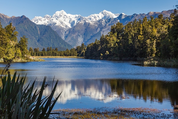 Matheson Lake Mirror Lake of South Island 남 알프스 뉴질랜드