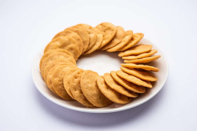 Mathri or mathari is a Rajasthani, Indian snack and a type of flaky biscuit, tea time snack