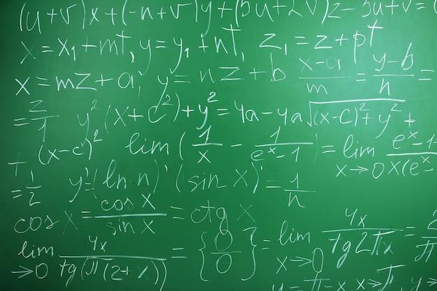 Maths formulas on chalkboard background