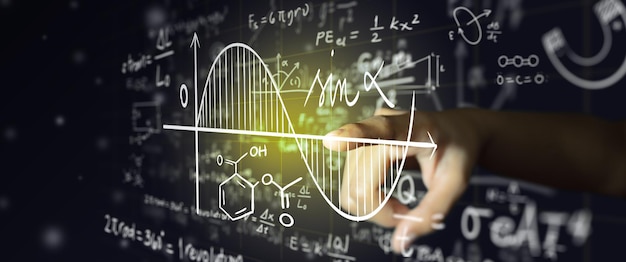 Maths and Science formula on black board