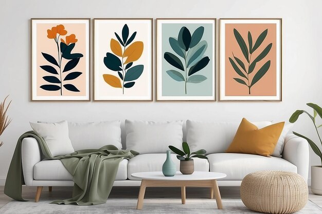 Matisse inspired contemporary collage botanical minimalist wall art posters set