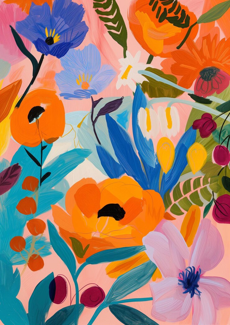 Photo matisse paint flowers with organic shapes by marisol ortega