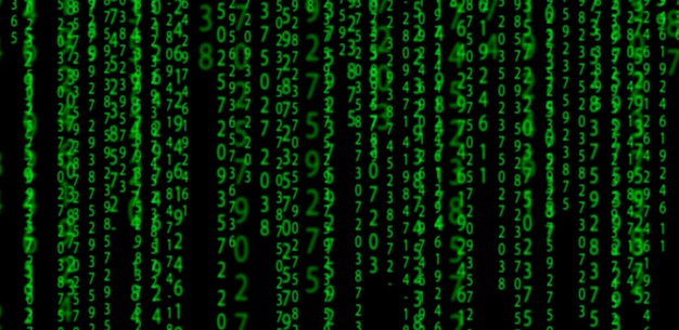 Matrix background Green data code abstract numbers on black background Technology cyberpunk