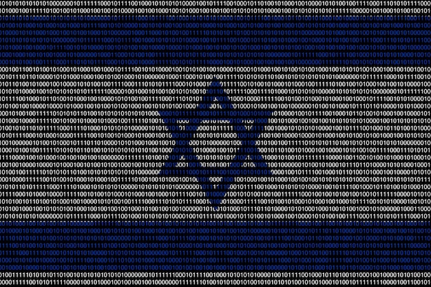 Matrix binaire code van nullen en enen in de vlagkleuren van Israël Concept van moderne computertechnologie en cyberspace