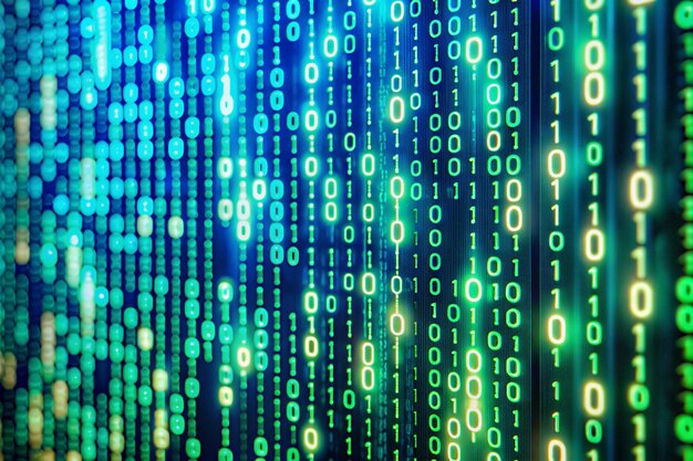 matrix style binary codes cyber security and data processing binary codes matrix background