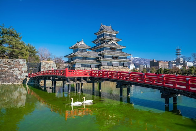 Matsumoto castle in Japan with blue sky