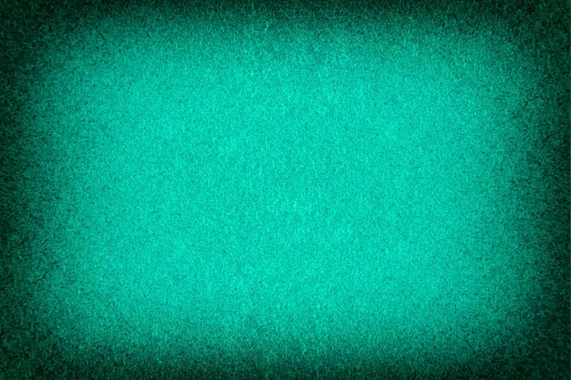 Matte background of suede fabric, closeup. texture of bright mint felt with vignette.