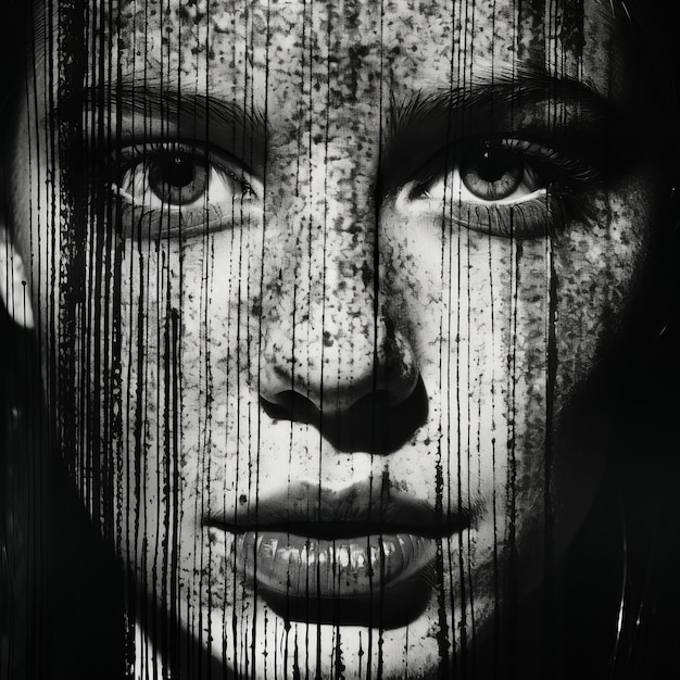 Matte Black And White Photo Of Woman39s Face With Water Splashes