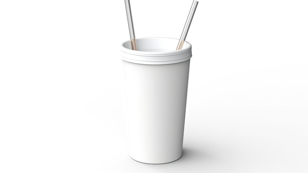 Photo matte cup with straw mockup