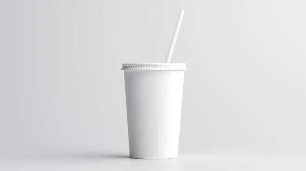 Photo matte cup with straw mockup