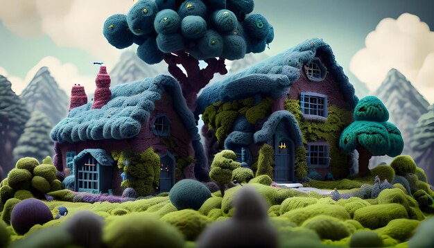 Matte painting of Cottage in a forest