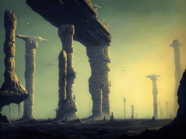 a matte painting fantasy art of another planet039s landscape