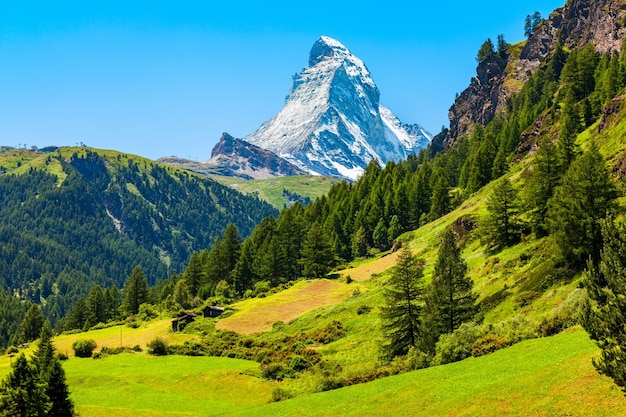 Matterhorn mountain range in Switzerland