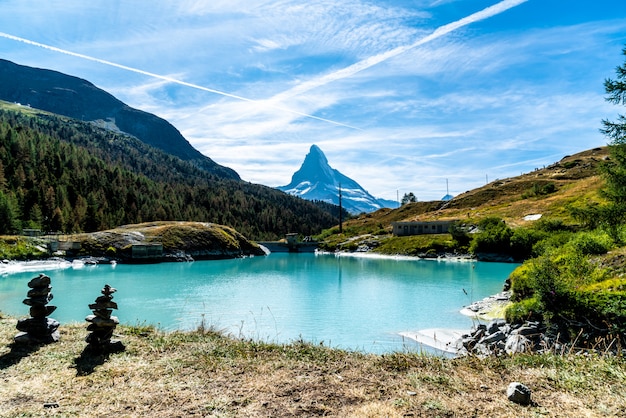 Matterhorn with Mosjesee Lake in Zermatt