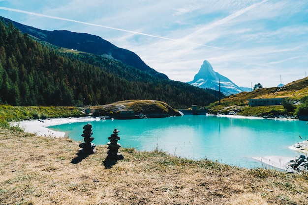 Matterhorn with Mosjesee Lake in Zermatt