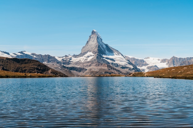 Matterhorn with Stellisee Lake in Zermatt