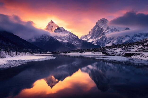 Premium Ai Image Matterhorn And Zermatt Lake At Sunrise Switzerland A Mountain Lake With A Premium Ai Image Matterhorn And Zermatt Lake At Sunrise Switzerland A Mountain Lake With A
