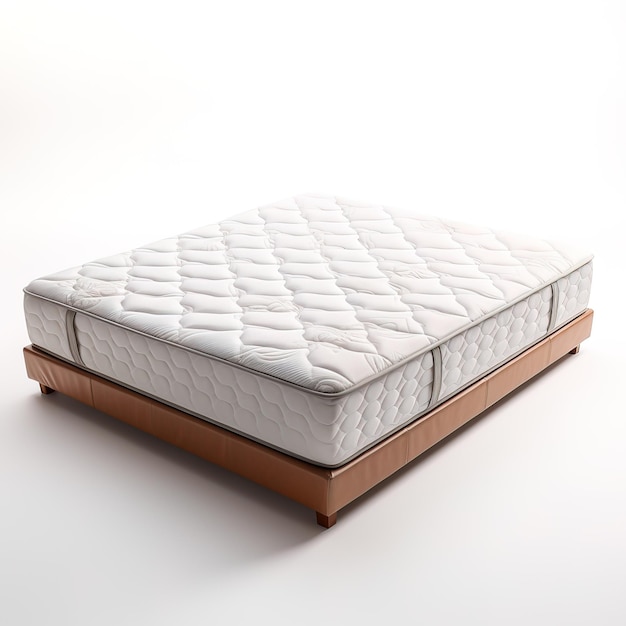 Photo a mattress with a brown frame and a brown base