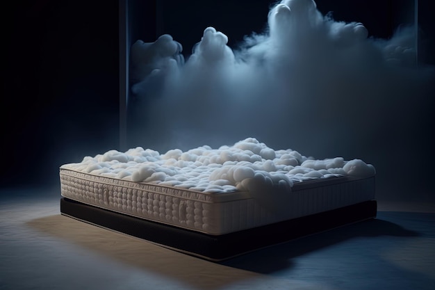 A mattress with a cloud of smoke on it