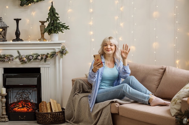 Mature beautiful woman celebrating Christmas