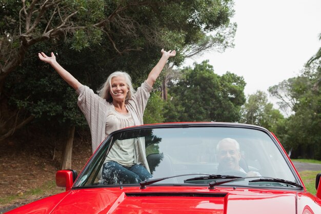 Mature couple having a ride together